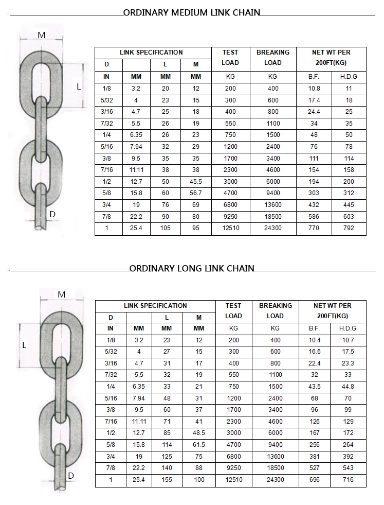 China Manufacturer of 10mm or " 3/8" Stainless Steel 304 316 Link Chain