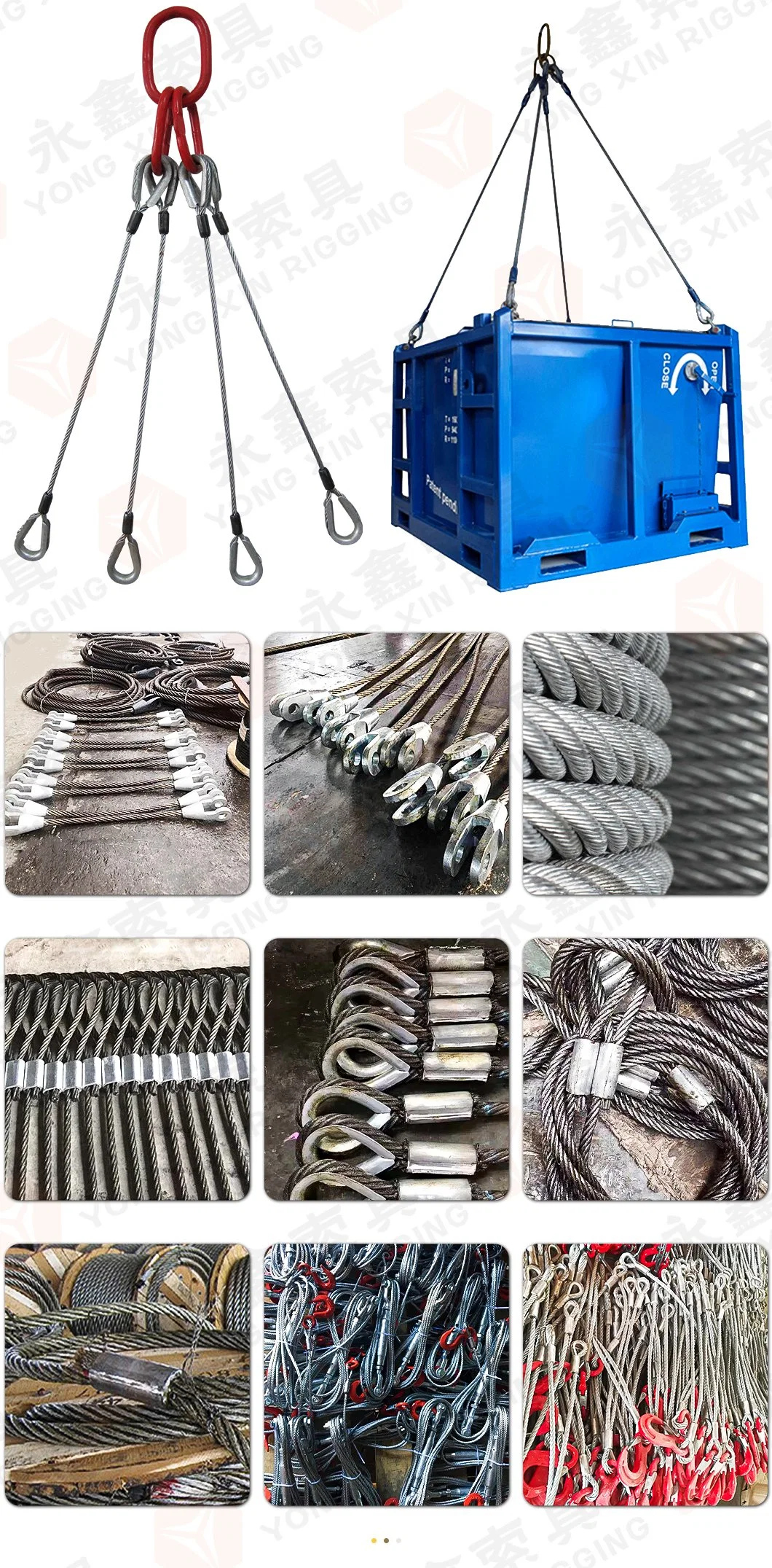 Customized Sun Awning Rope Endless Steel Wire Rope Stainless Steel Wire Rope Sling with Eye End