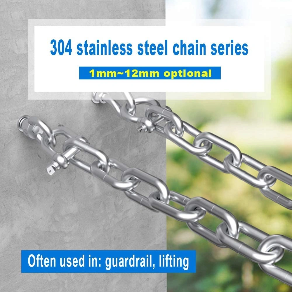 Stainless Steel Short Link Chain SUS304/316 DIN766 Standard 10mm Welded Link Chain