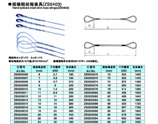 Hand Made Ungalvanized Steel Wire Rope Sling